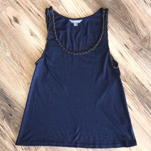 Tinley Road slub tank with ribbon-chain detail